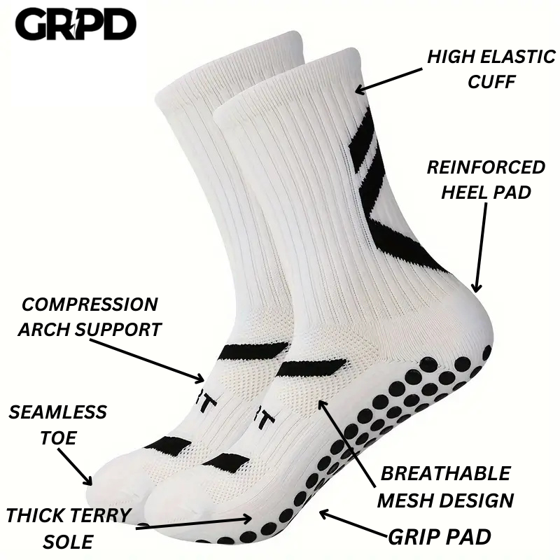 GRPD White Grip Socks